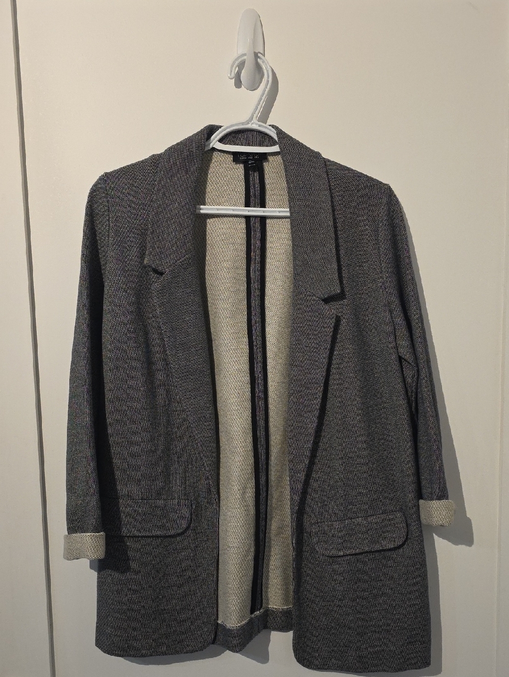 Topshop Woven Open-Front Gray Women's Blazer Jacket